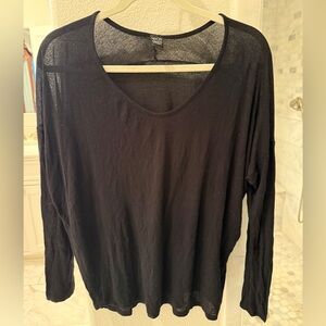 Nixon Asked Cash Black Sheer Long Sleeve Top